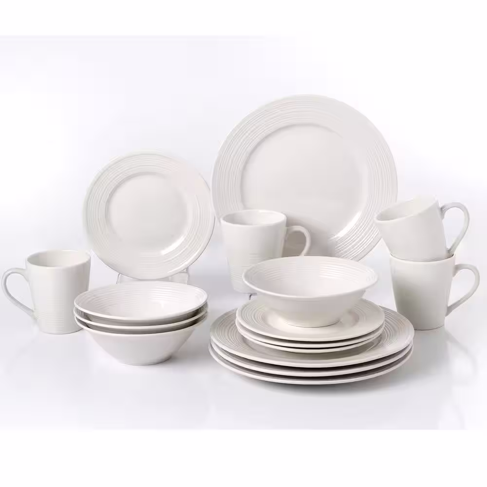 Lorren Home Trends 16-Piece White Diamond Porcelain Set (Service for 4)