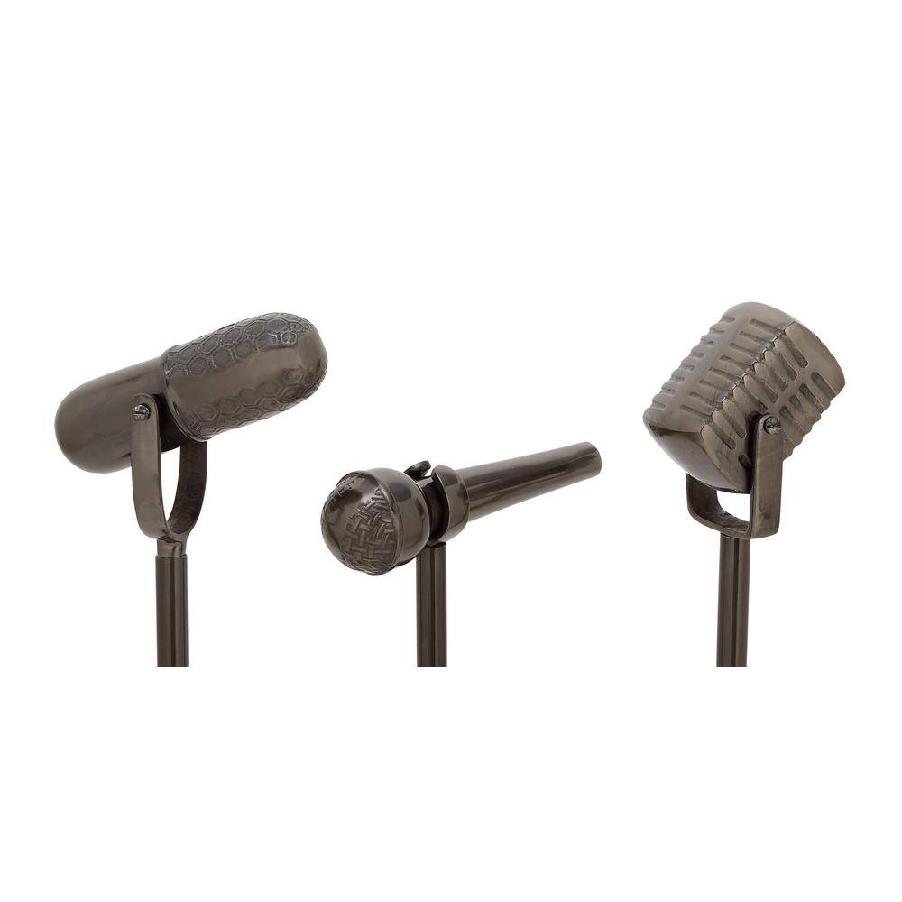 Litton Lane Modern 17 in. x 20 in. x 21 in. Metal Microphone Sculptures (Set of 3)