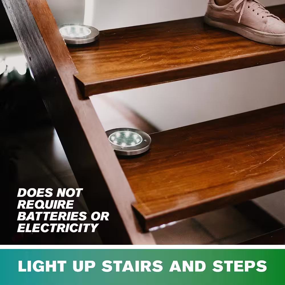 Bell + Howell Solar Powered Stainless Steel Outdoor Integrated LED Super Bright In-Ground Swivel Disk Path Lights (8-Pack)