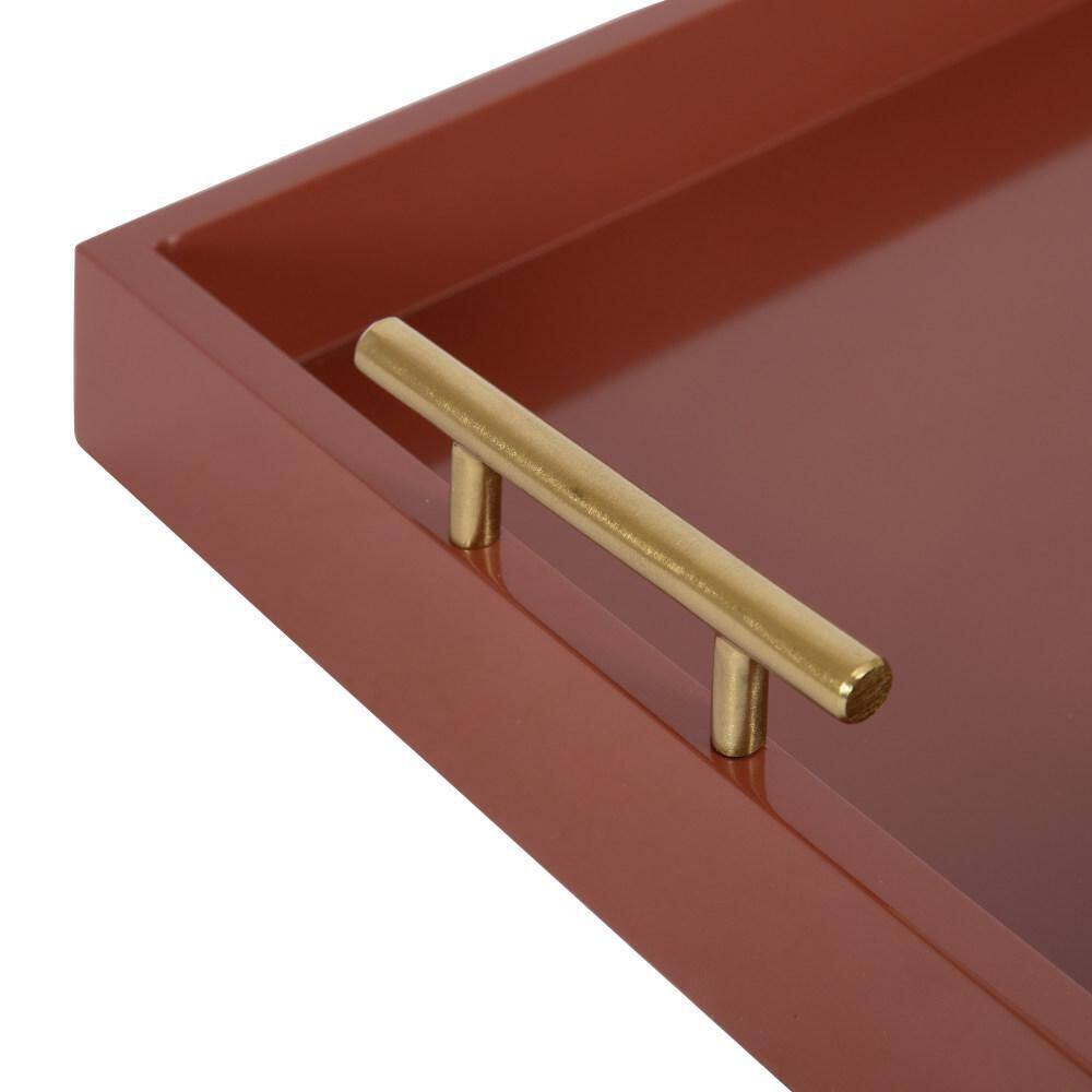 Kate and Laurel Lipton 16.50 in. W Rectangle Red Wood Decorative Tray