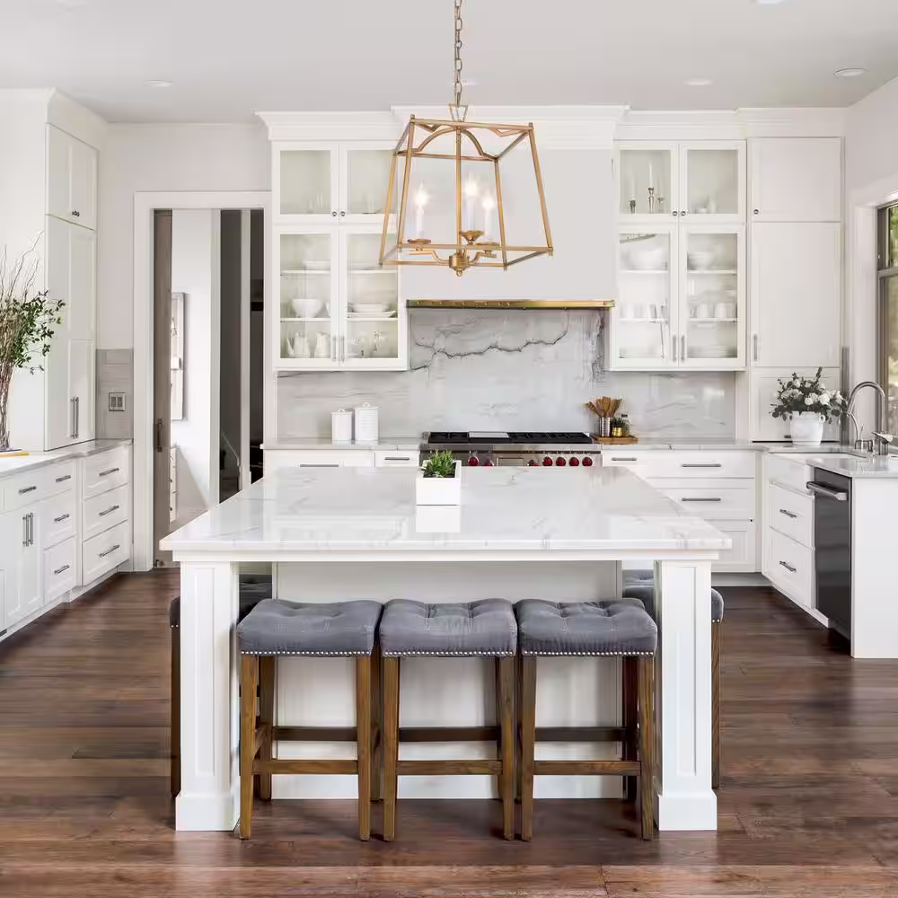 Uolfin 14.5 in. 3- -Light Modern Gold Lantern Chandelier with Geometric Cage