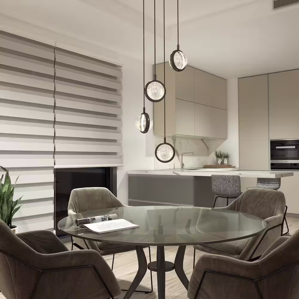 Artika Avalon 22-Watt 4 Light Black Modern 3 CCT Integrated LED Pendant Light Fixture for Dining Room or Kitchen