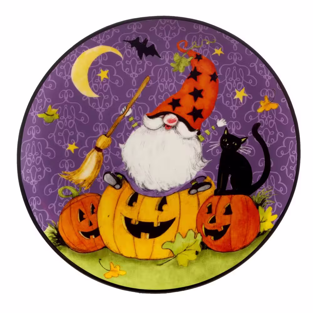 Certified International Halloween Gnomes Assorted Colors Dessert Plates (Set of 4)