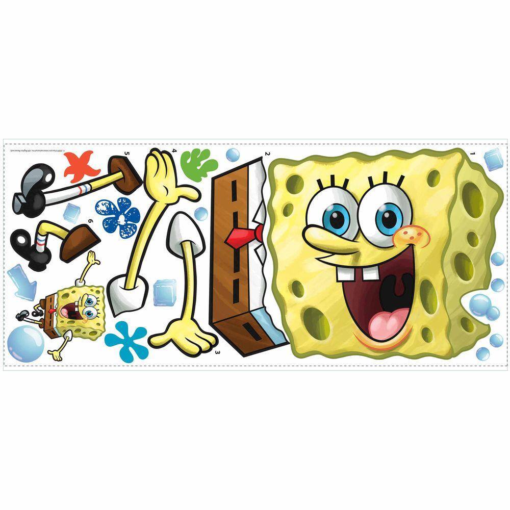 RoomMates 5 in. x 19 in. Spongebob Squarepants 23-Piece Peel and Stick Giant Wall Decals
