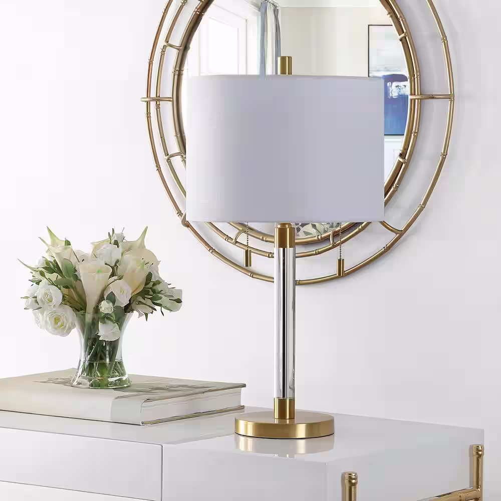 Safavieh Bixby 26. 5 in. Brass Table Lamp with White Shade