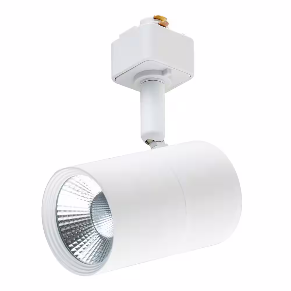 Hampton Bay 1-Light White Integrated LED Linear Track Lighting Mini Cylinder Step Head