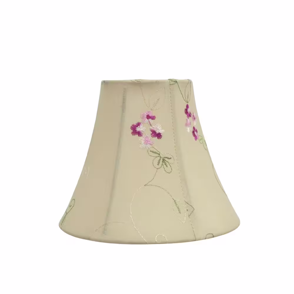 Aspen Creative Corporation 6 in. x 5 in. Apricot and Floral Embroidered Design Bell Lamp Shade (2-Pack)