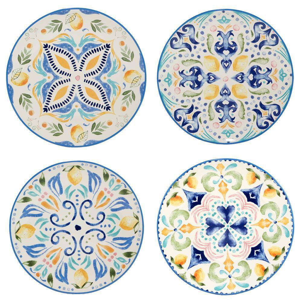 Certified International Lemonade 16-Piece Assorted Colors Earthenware Dinnerware Set Service for 4