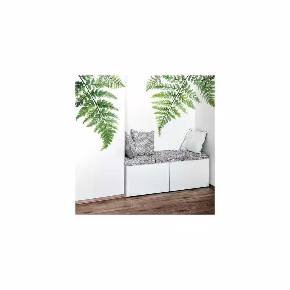RoomMates Green Watercolor Fern Peel and Stick Giant Wall Decals
