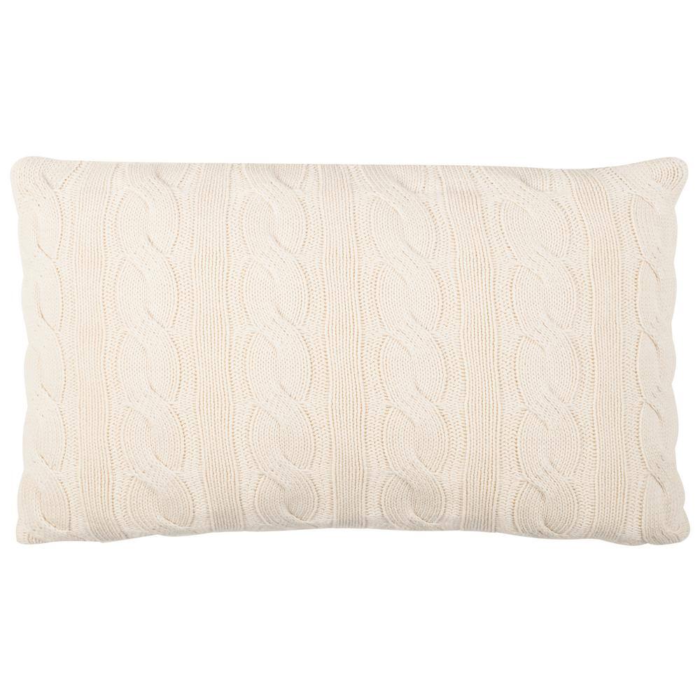 SAFAVIEH Sweater Knit Natural 20 in. x 12 in. Throw Pillow