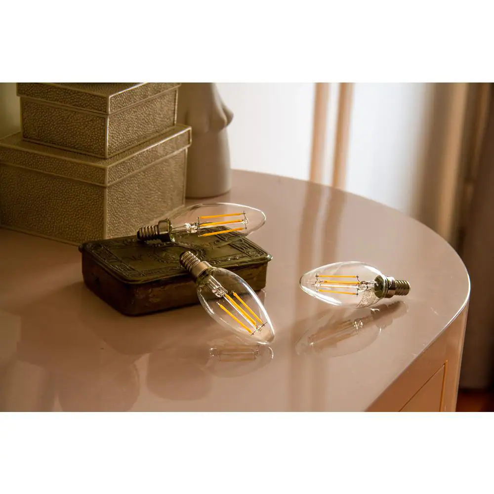 EcoSmart 40-Watt Equivalent B11 Dimmable E12 Candelabra ENERGY STAR Clear Glass Candle LED Vintage Light Bulb Daylight (3-Pack)