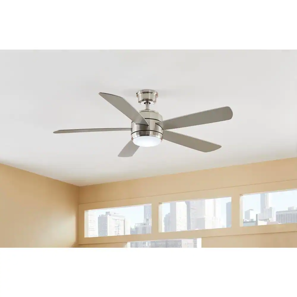 Hampton Bay Averly 52 in. Integrated LED Brushed Nickel Ceiling Fan with Light and Remote Control with Color Changing Technology