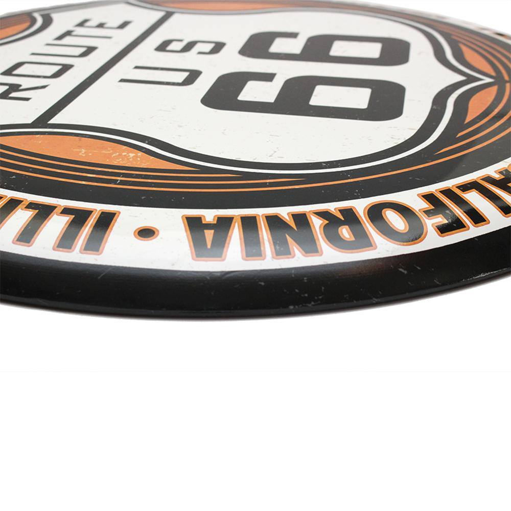 Open Road Brands 24 in. x 24 in. Route 66 Hollow Curved Tin Button Sign
