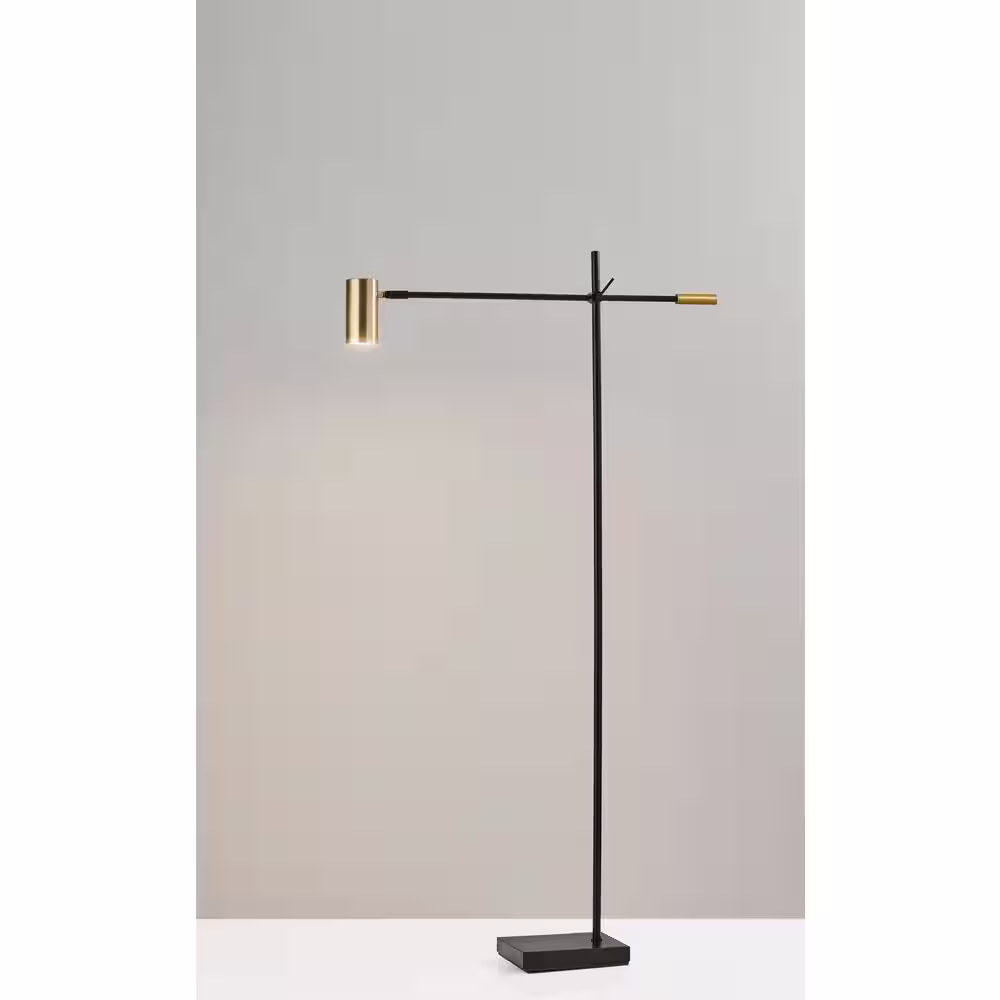 None 63 in. Antique Brass Collette LED Floor Lamp