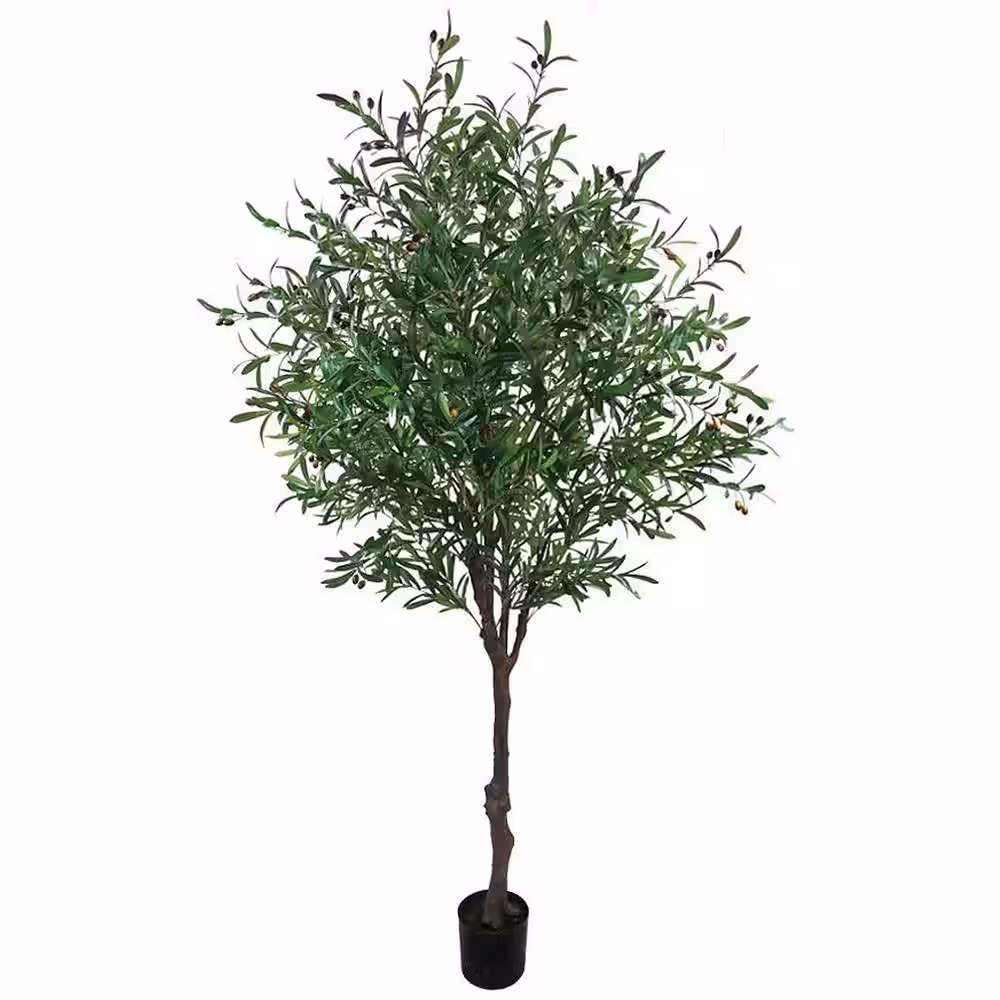 None 7.5 ft. Artificial Olive Tree in Pot