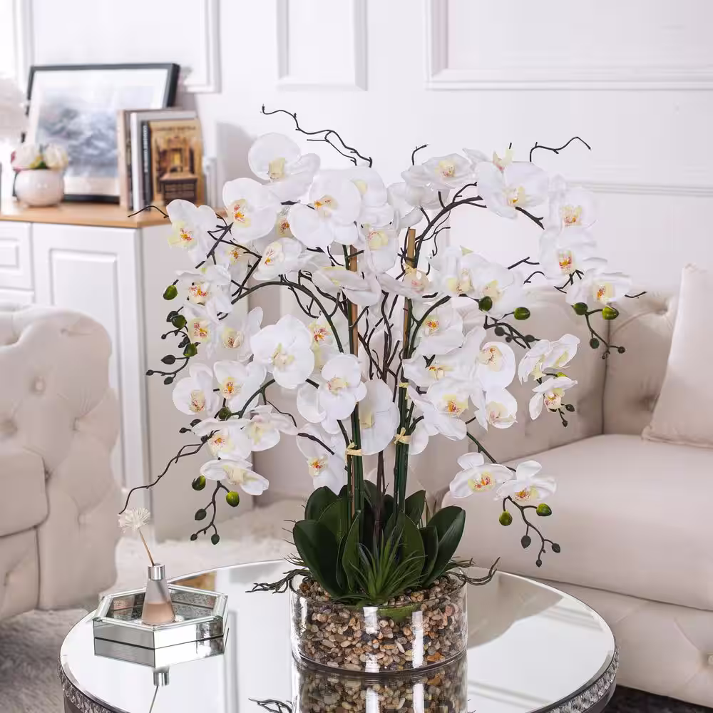 Vanity Art 29 .13 in. H Artificial Phalaenopsis Orchids Floral Arrangement in Glass Vase