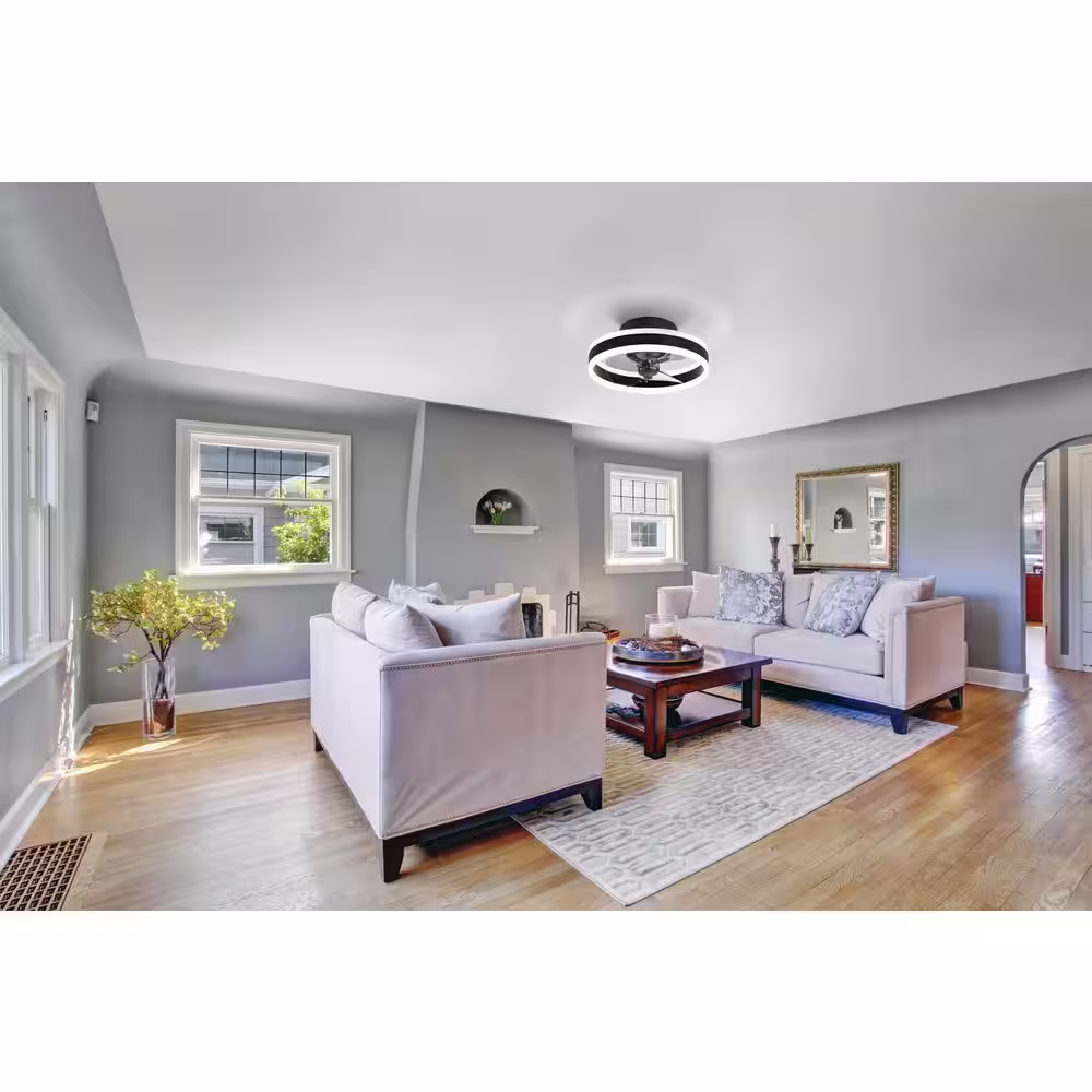 Hampton Bay Preen 20 in. Integrated LED CCT Indoor Ceiling Fan Black