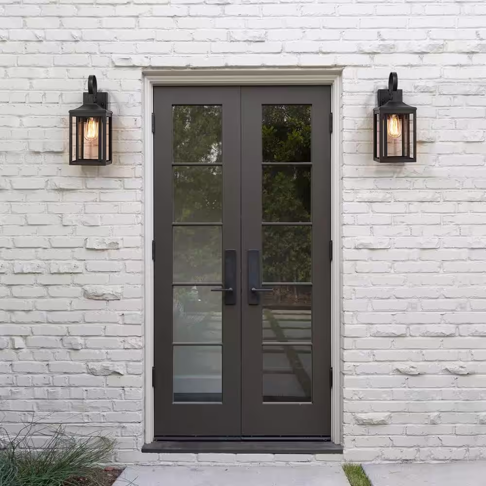 TRUE FINE Citadel 1-Light 15.5 in. Black Outdoor Wall Lantern Sconce Light