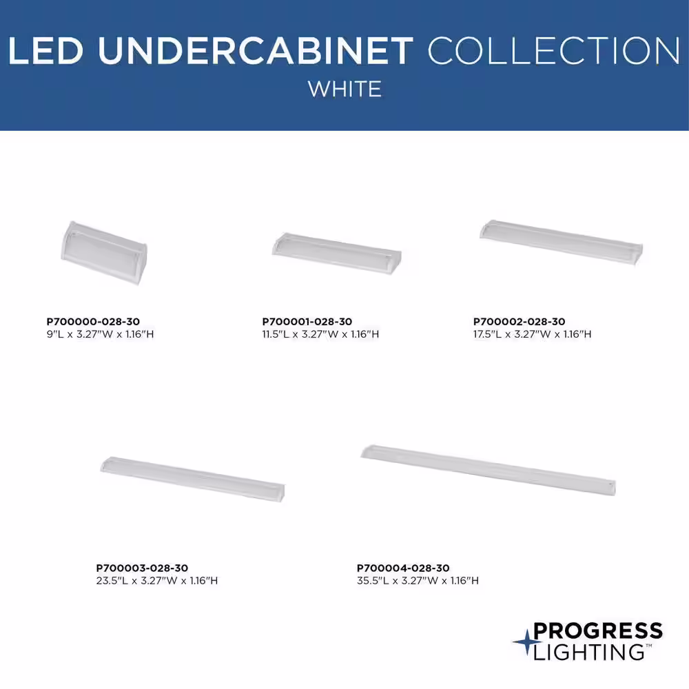 Progress Lighting 18 in. LED White Modern Linear Undercabinet Light Fixture for Counters