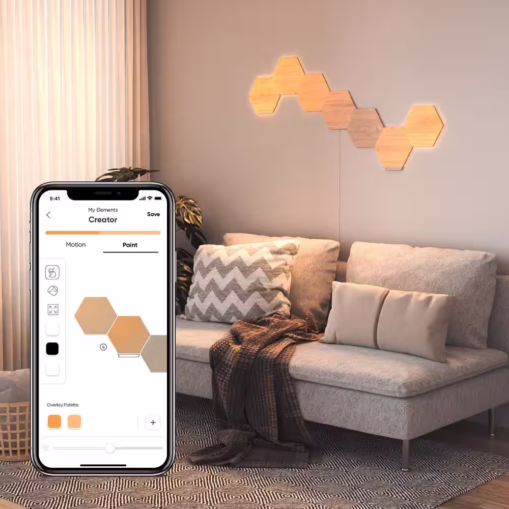 Nanoleaf Elements Wood Look Smarter Kit -7 Smart LED Panels