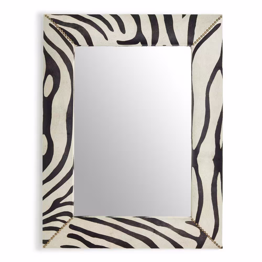 Two's Company Large Rectangle Black/White Modern Mirror (43 in. H x 33 in. W)