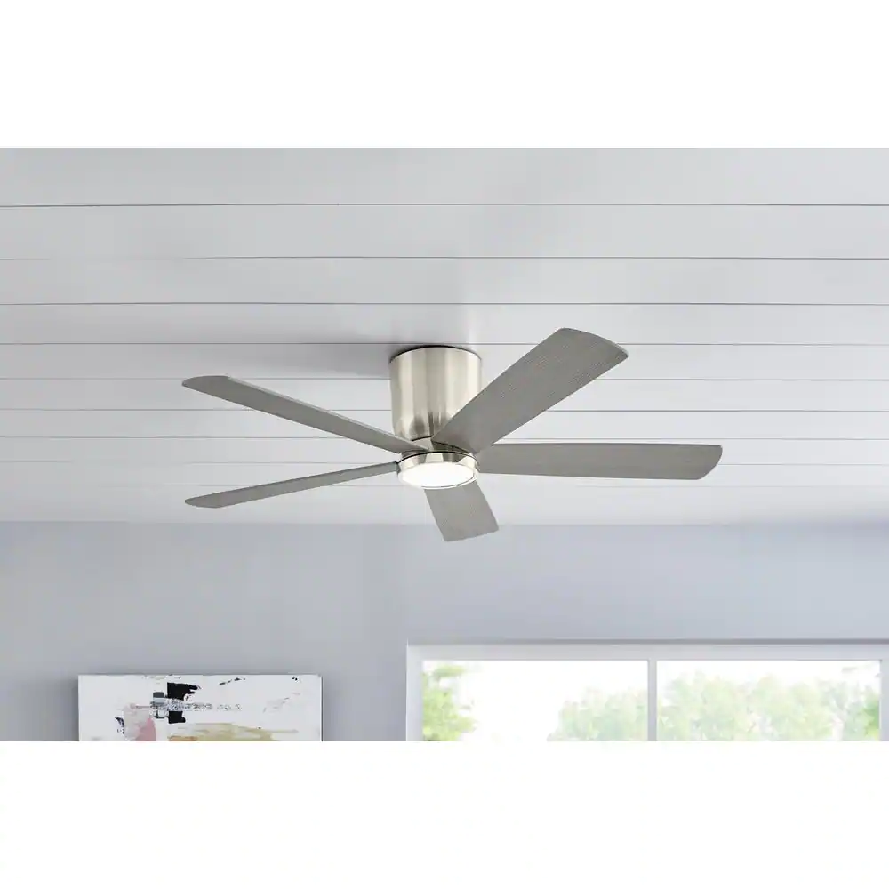 Home Decorators Collection Britton 52 in. Integrated LED Indoor Brushed Nickel Ceiling Fan with Light Kit and Remote Control
