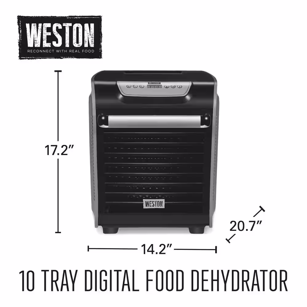 Weston 10-Tray Grey Food Dehydrator with Oven-Style Door