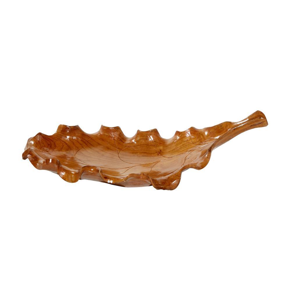 None Brown Teak Wood Decorative Tray
