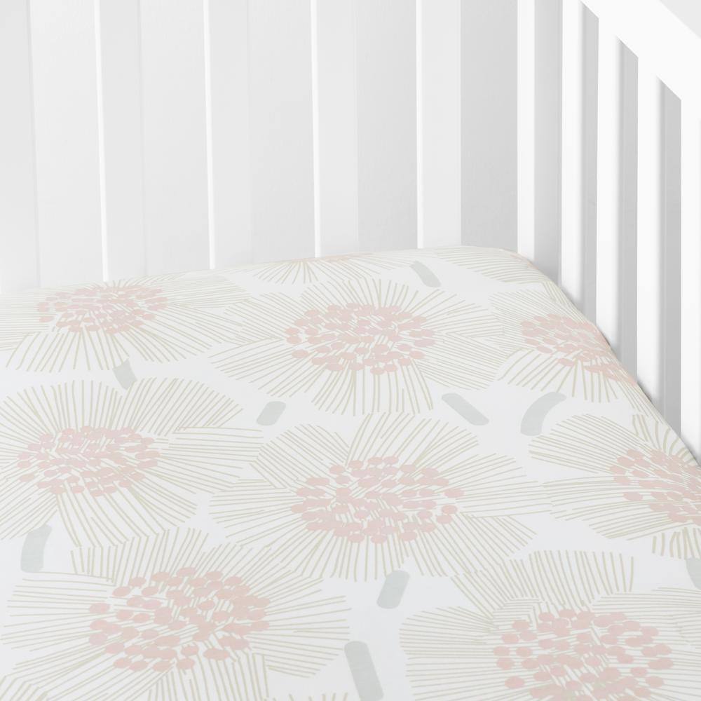 The Company Store Company Kid's Flower Burst Pink Multi Organic Cotton Percale Crib Sheet