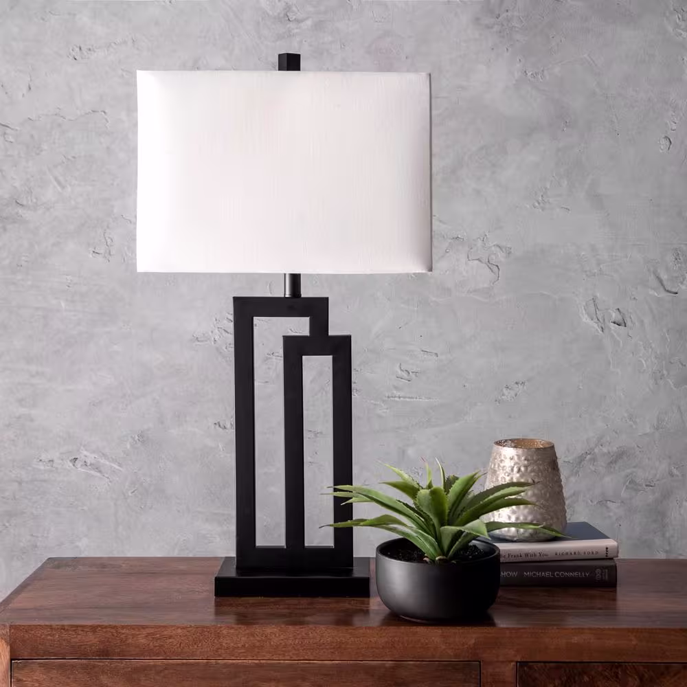 nuLOOM Portland 32 in. Black Contemporary Table Lamp, Dimmable
