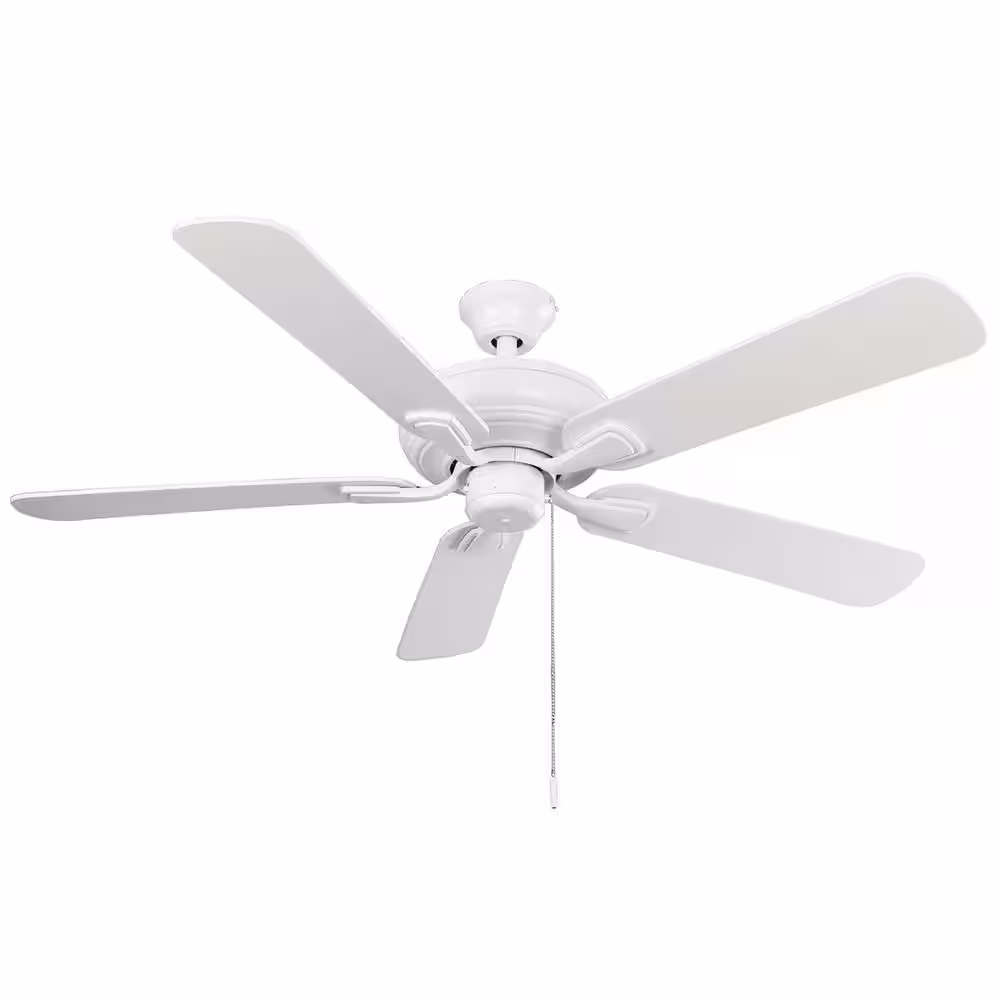 Hampton Bay Rothley II 52 in. Indoor LED Matte White Ceiling Fan with Light Kit, Reversible Motor and Reversible Blades Included