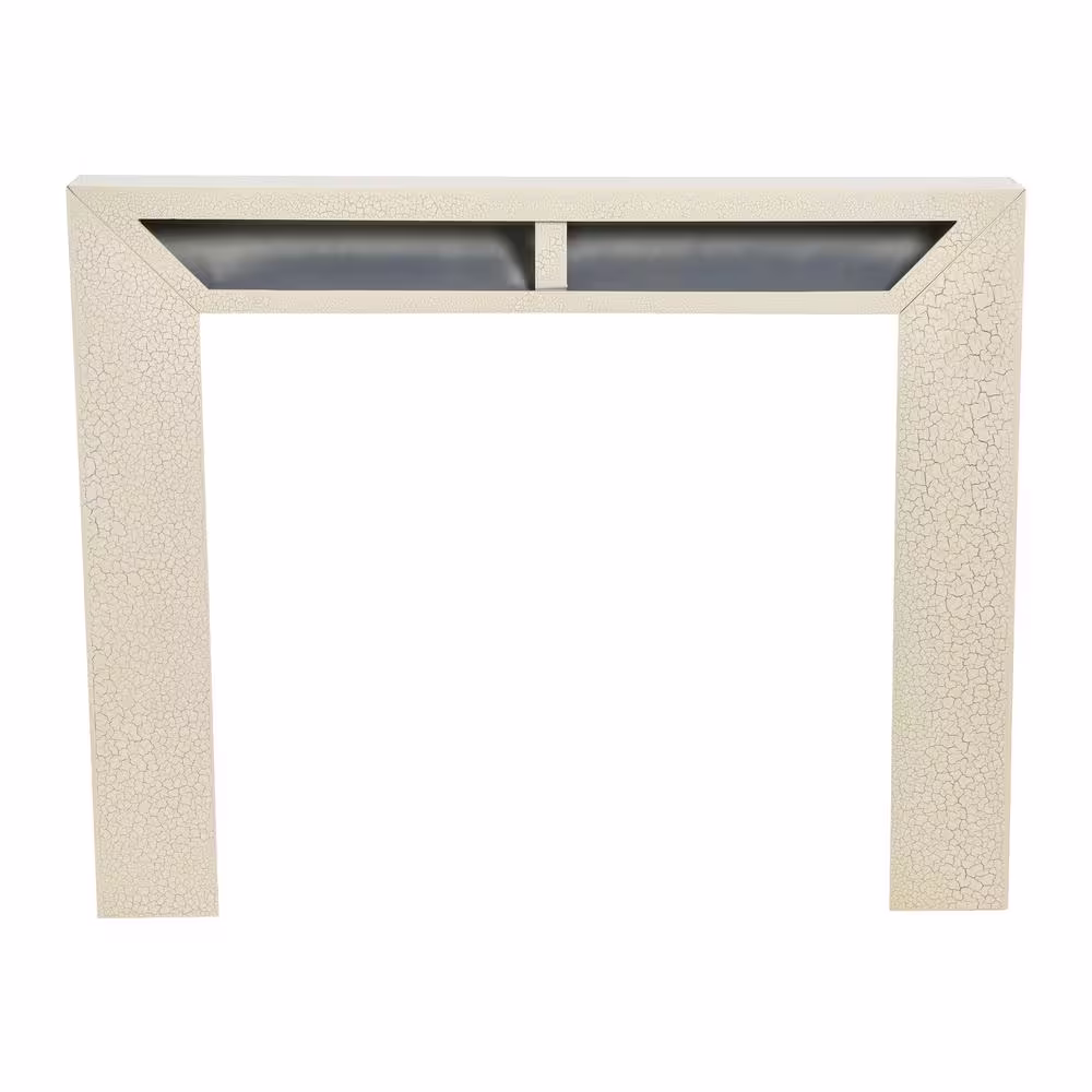 Storied Home 60 in. L x 48 in. H Modern Mantel, Distressed Cream