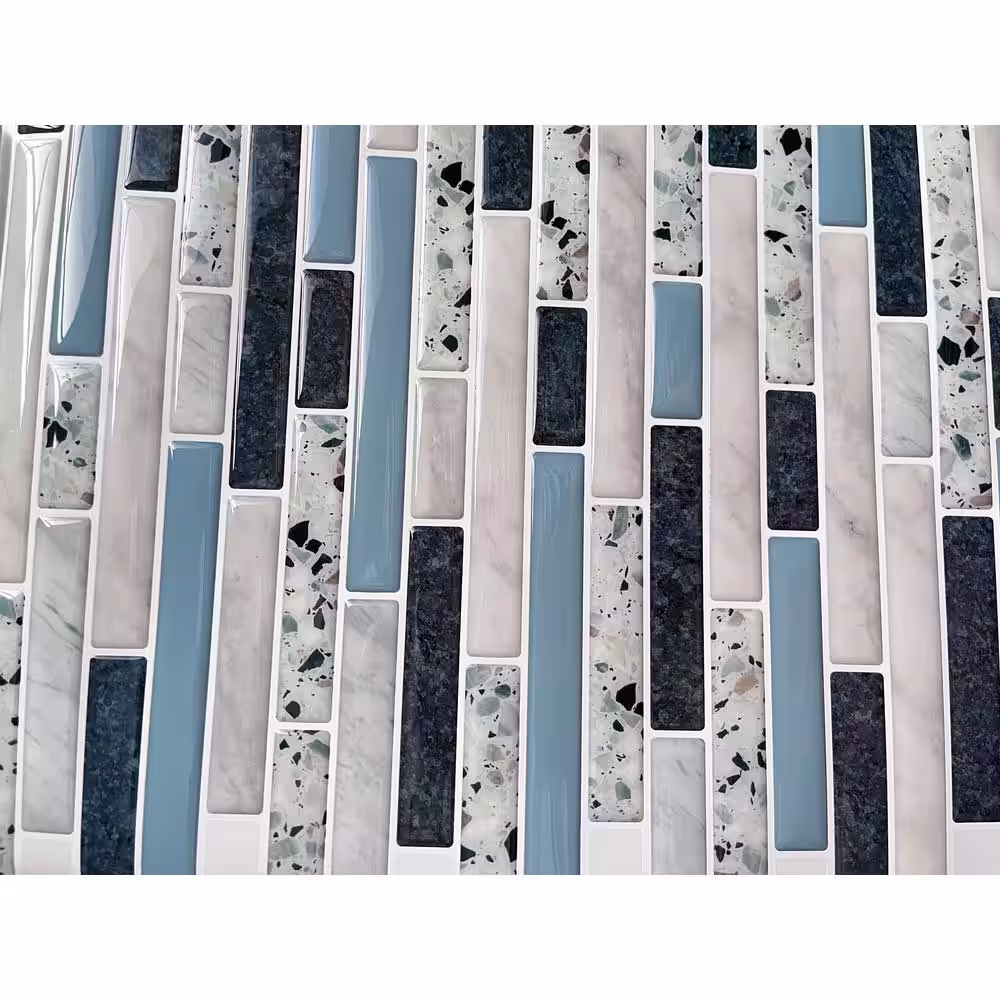 LONGKING Blue 12 in. x 12 in. Vinyl Peel and Stick Tile Backsplashes, Self-Adhesive Kitchen Backsplash (10 sq. ft./box)