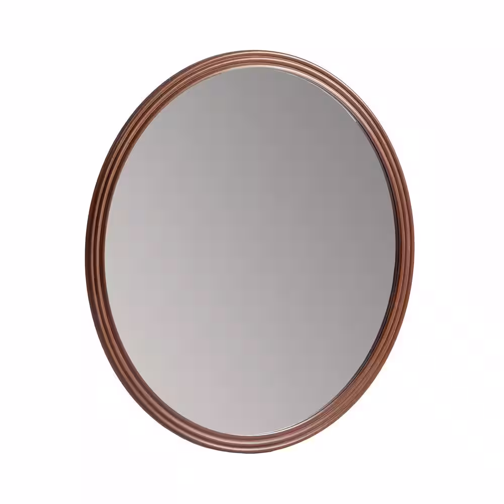 Habitat 30 in. H x 30 in. W Round Frameless Brown Decorative Carved Mirror