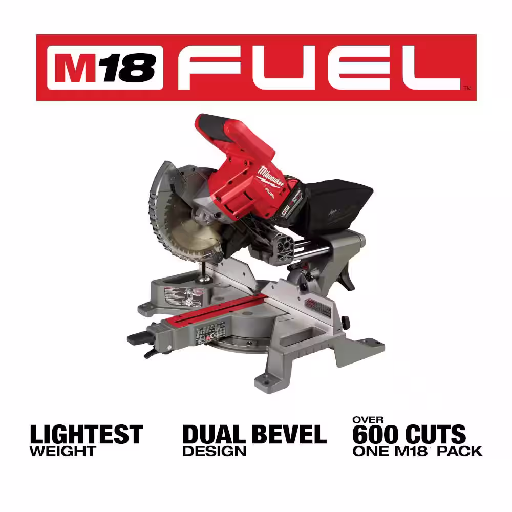 Milwaukee M18 FUEL 18V Lithium-Ion Brushless Cordless 7-1/4 in. Dual Bevel Sliding Compound Miter Saw (Tool-Only)