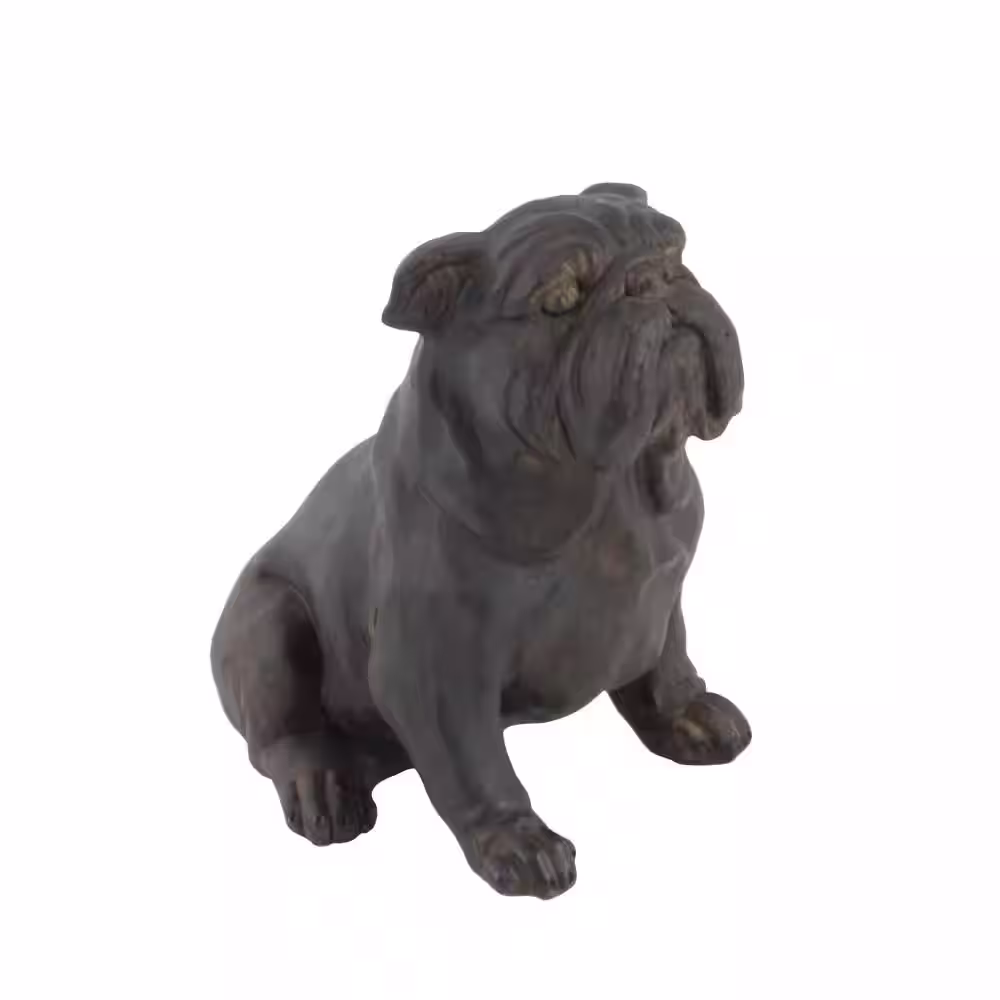 Litton Lane Brown Polystone Distressed Sitting Bulldog Sculpture