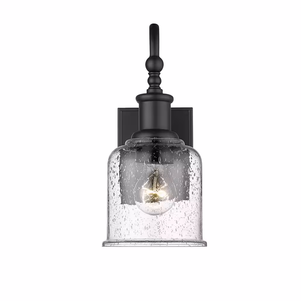 None Bryant 5.5 in. 1-Light Matte Black Wall Sconce-Light with Glass Shade