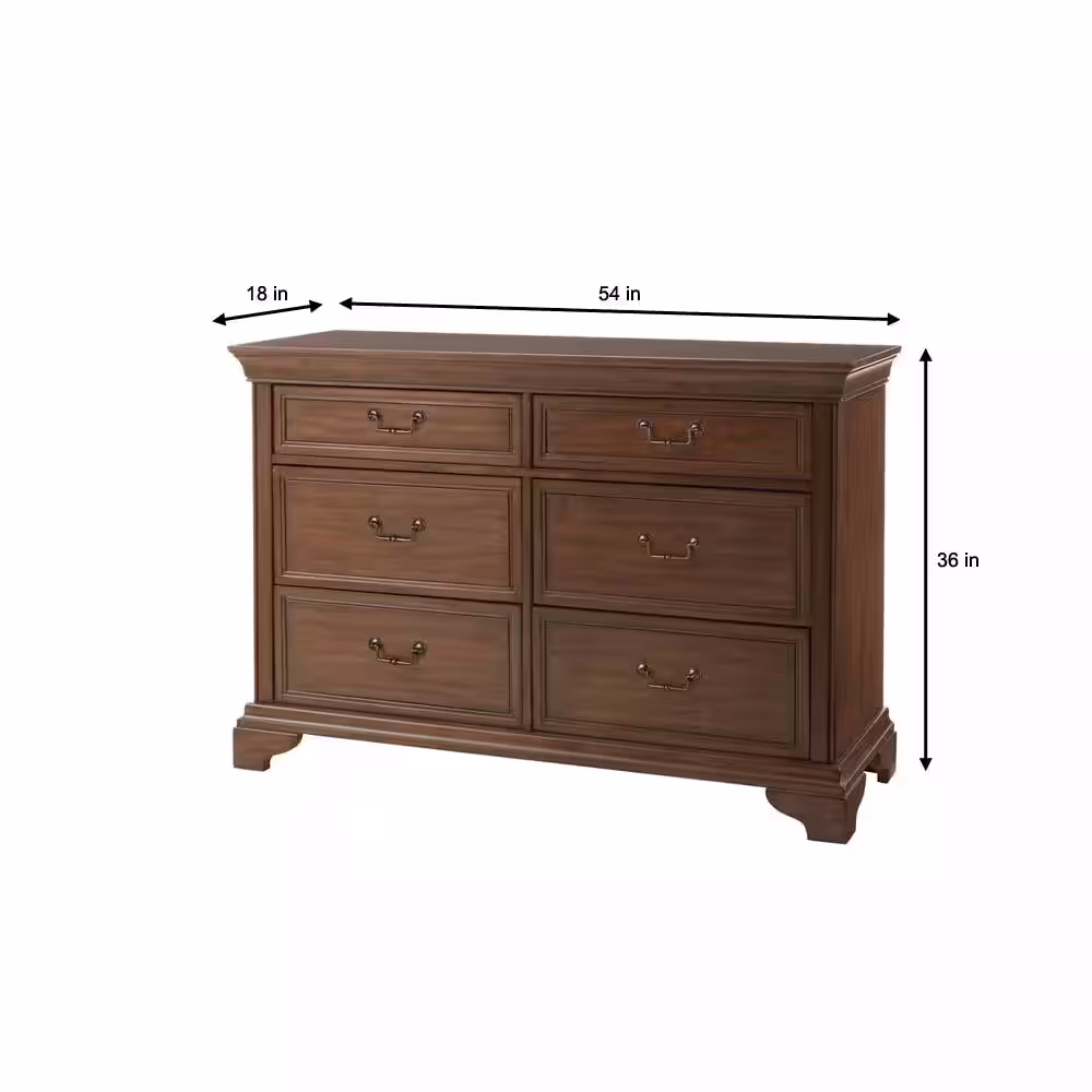 Home Decorators Collection Beckford Walnut Brown Finish 6 Drawer Wood Dresser