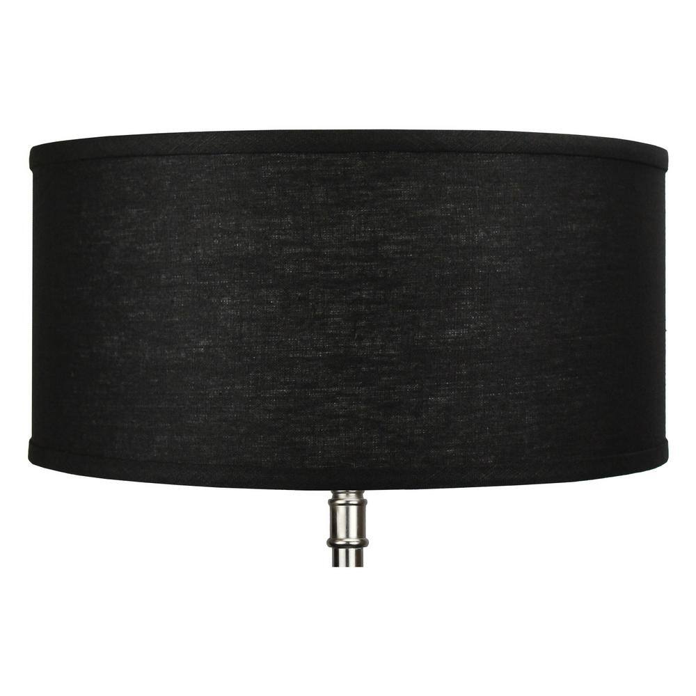 FenchelShades.com 17 in. Top Diameter x 17 in. Bottom Diameter x 8 in. H Designer Linen Black Drum Lamp Shade