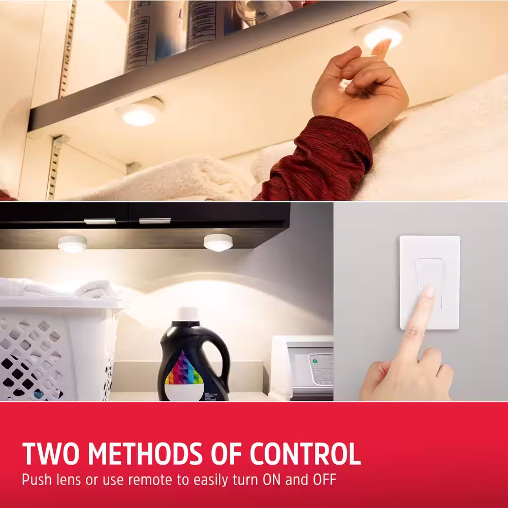 Energizer Battery Operated LED Puck Lights with Remote (2-Pack)