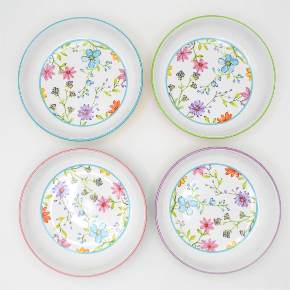 Euro Ceramica Charlotte Multicolor Stoneware Pasta Bowl (Set of 4)