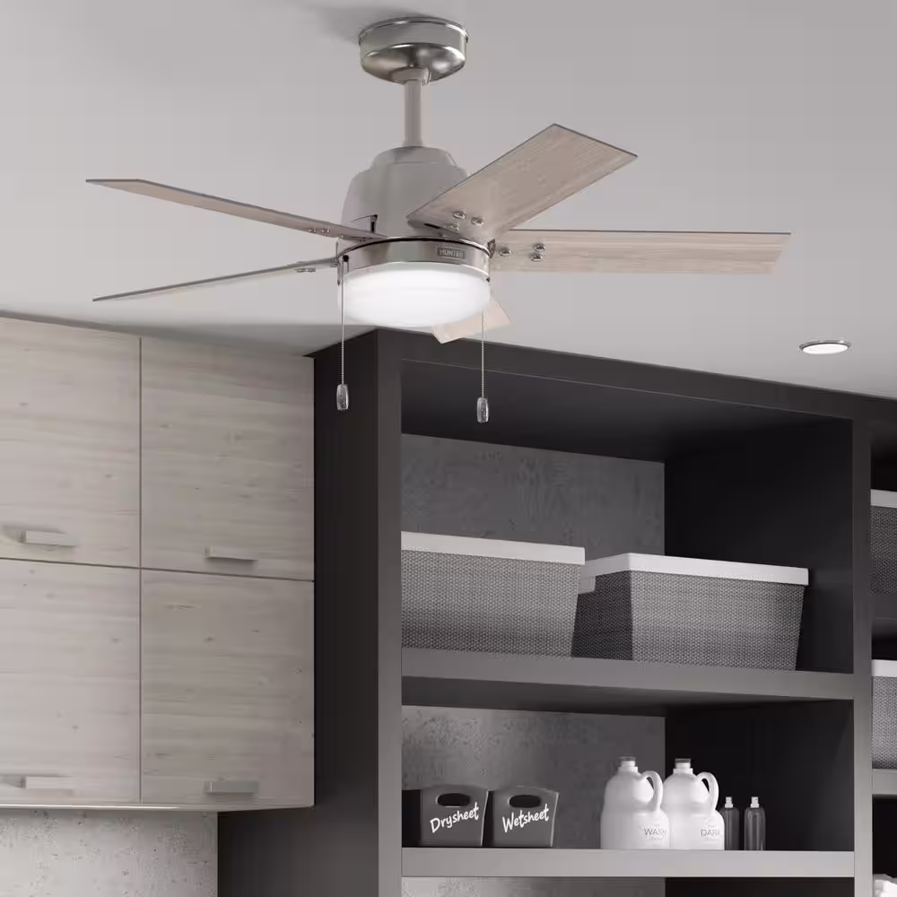 Hunter Kirkwood 44 in. Indoor Brushed Nickel Ceiling Fan With Light Kit