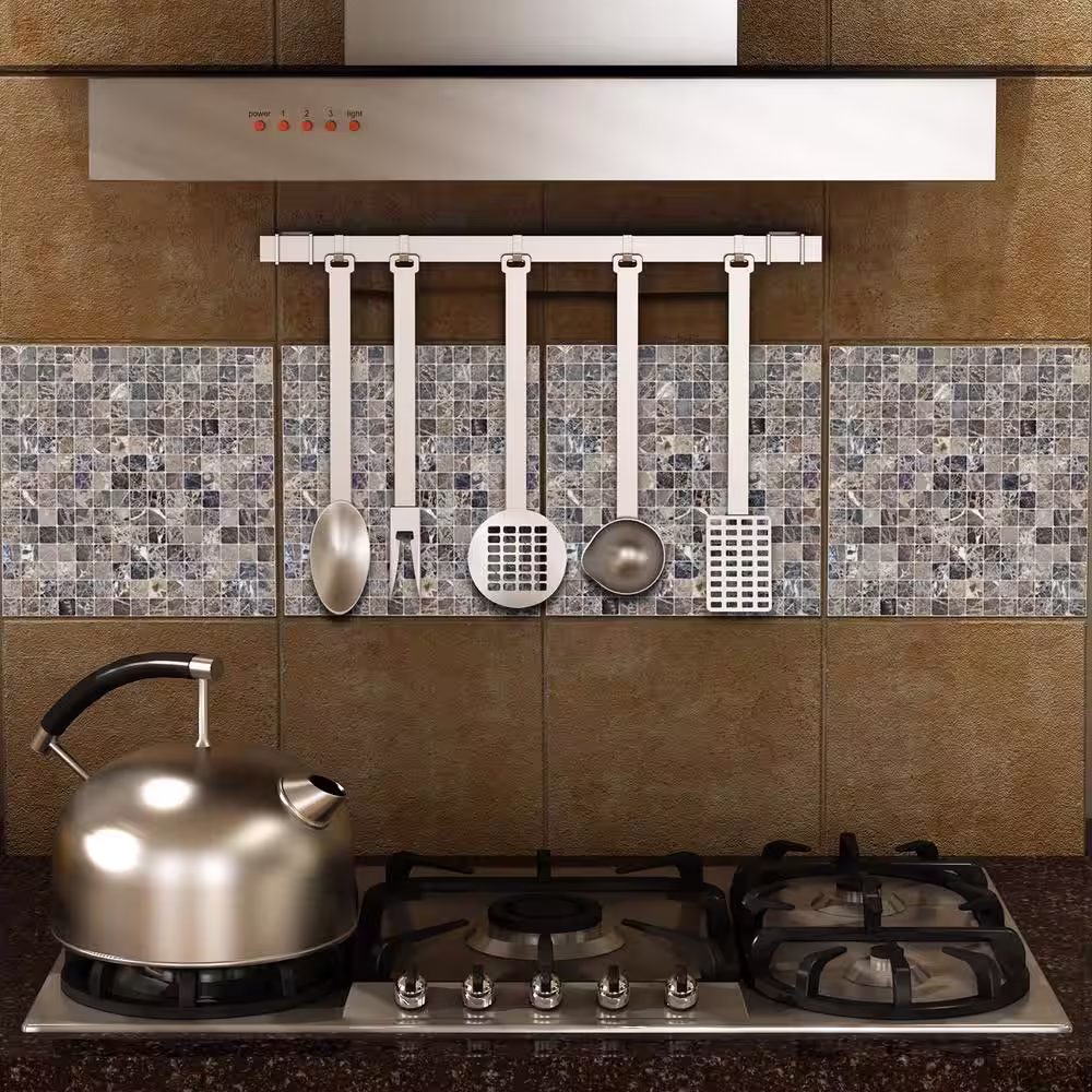 Brewster Grey Marble Peel and Stick Decal Tiles