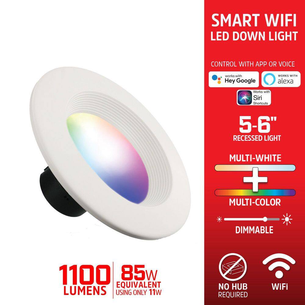 Energizer 85-Watt Downlight Smart Wi-Fi 5/6 in. 5000K LED Multi-color/Multi-White Light Bulb (24-Pack)