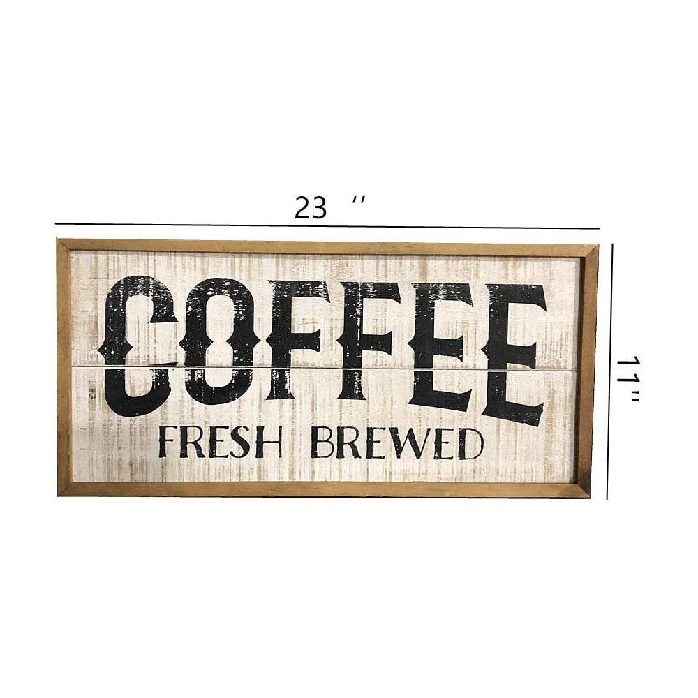 None Farmhouse Rustic Indoor Coffee Fresh Brewed Wood Wall Decorative Sign
