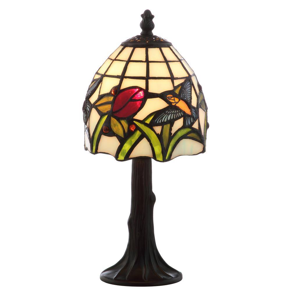 JONATHAN Y Hummingbird Tiffany-Style 12 in. Bronze Table Lamp