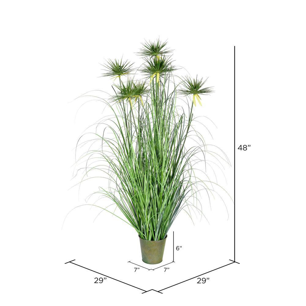 Vickerman 48 in. Artificial Potted Green Grass and Cyperus Heads