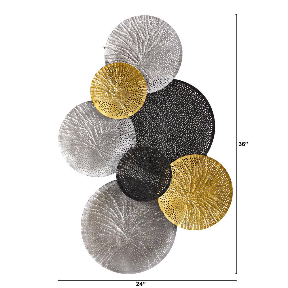 Nearly Natural 3 ft. x 2 ft. Layered Black and Gold Metal Wall Art Decor
