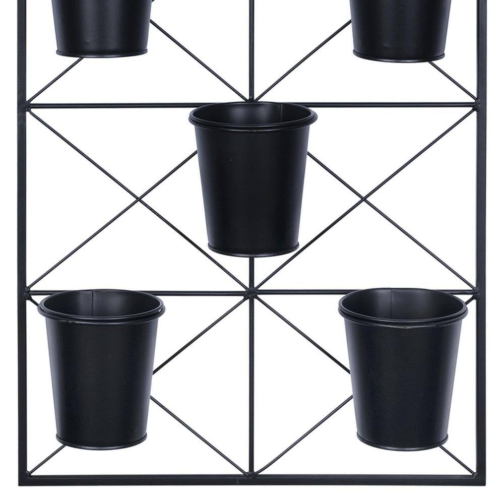 HomeRoots 30 in. Black Metal Plant Pots Wall Hanging