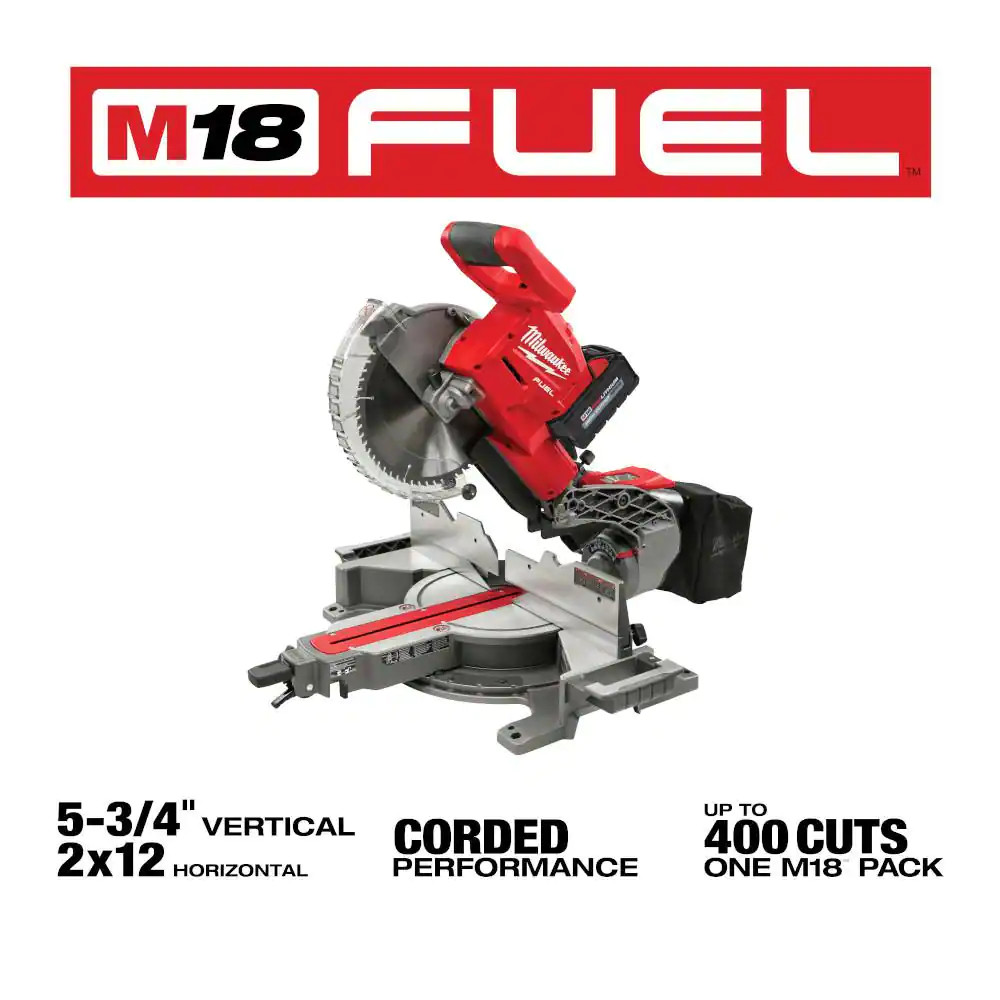 Milwaukee M18 FUEL 18V 10 in. Lithium-Ion Brushless Cordless Dual Bevel Sliding Compound Miter Saw Kit with One 8.0 Ah Battery